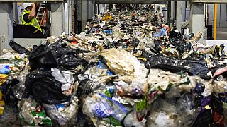 Un centre de tri de déchets plastiques à Motala, dans le centre de la Suède, jeudi 9 novembre 2023.