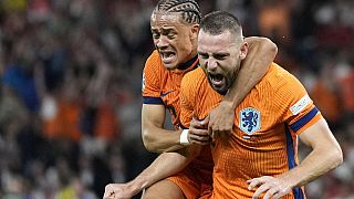 De Vrij, da Holanda, festeja o golo do empate contra a Turquia