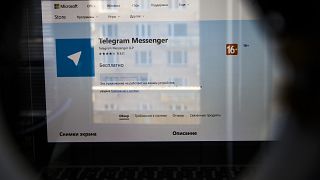 Aplicação de mensagens Telegram  visto no ecrã de um computador em Moscovo, Rússia, sexta-feira, 13 de abril de 2018. 