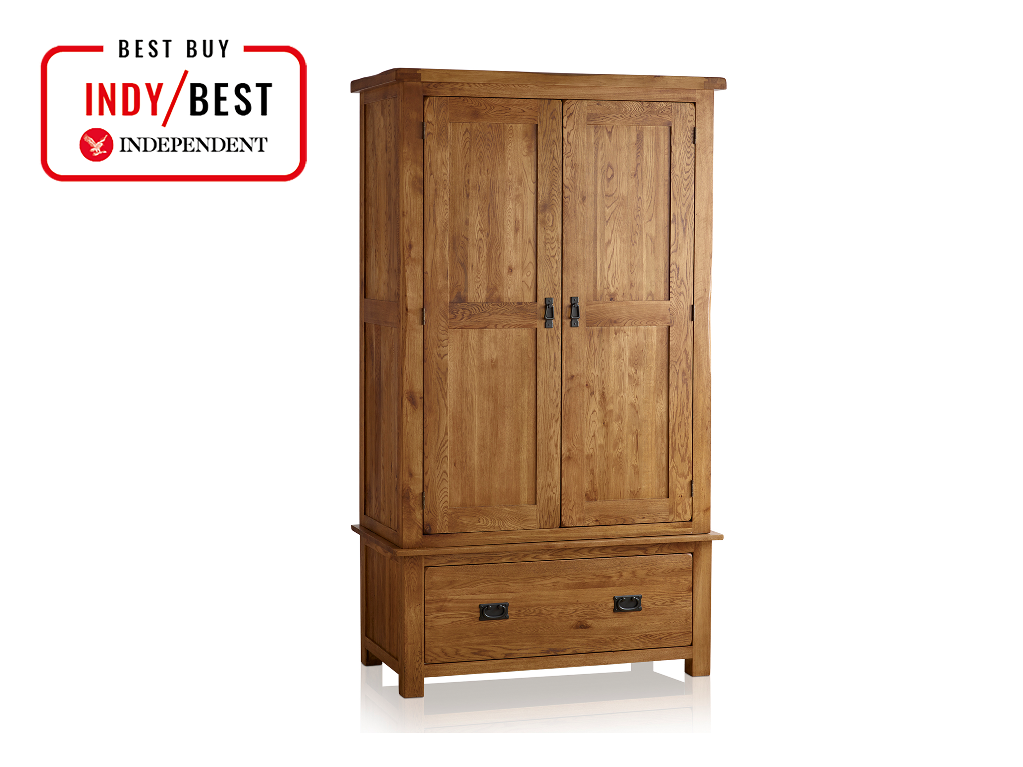 original rustic solid oak double wardrobe