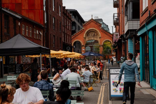 <p>Restaurants along Edge Street, Manchester</p>