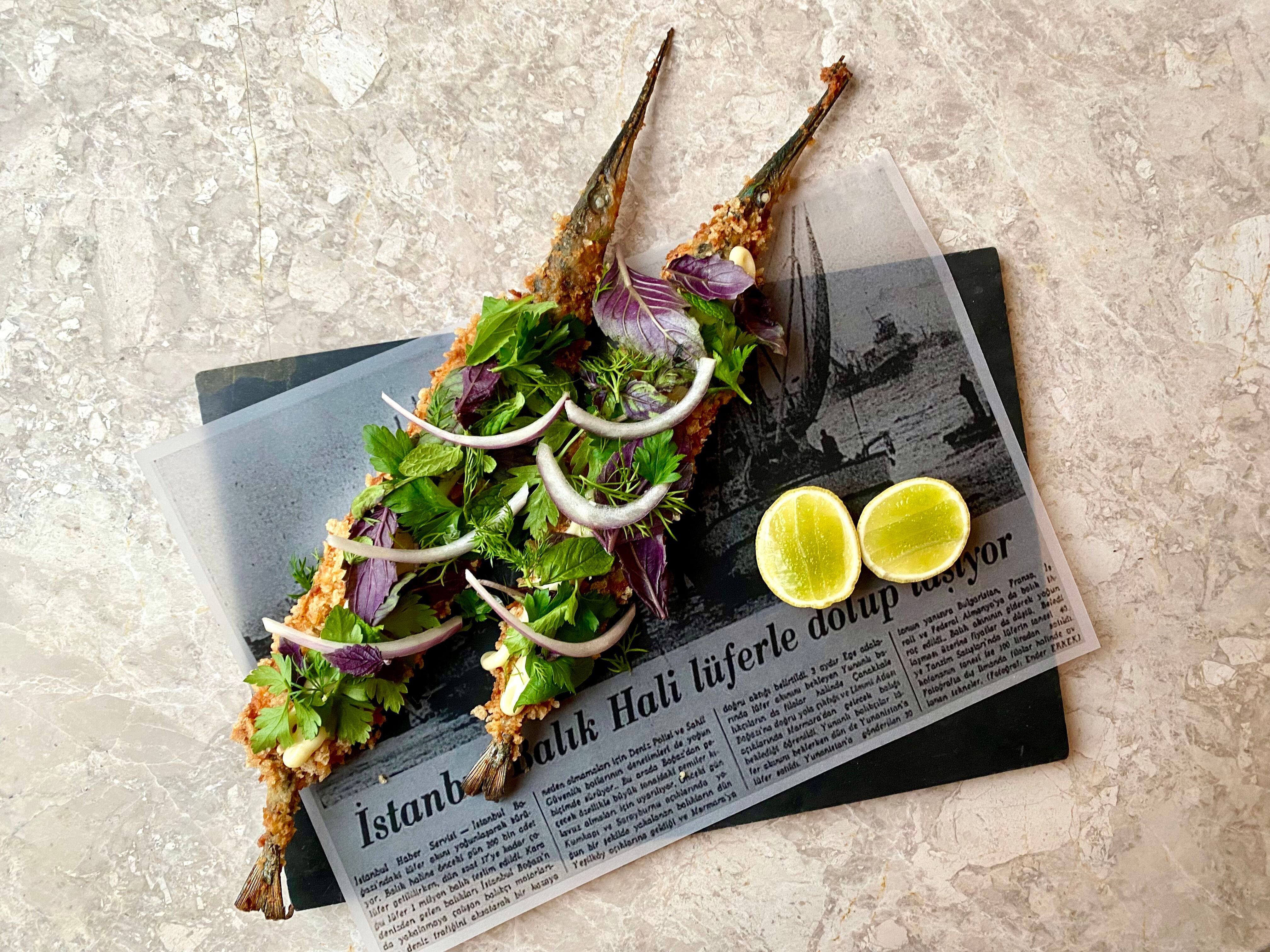 Artily presented fish at Alaf Kuruçeşme restaurant, Istanbul