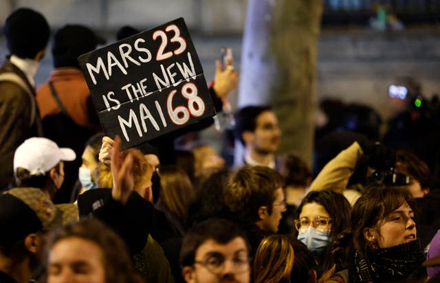 <p>Protestors at Place de la Republique, Paris, on 21 March 2023</p>