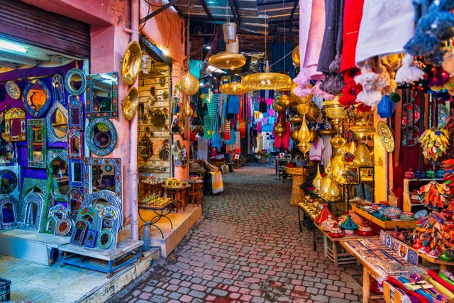 <p>Treasure trove: a souk in the city’s Medina area </p>