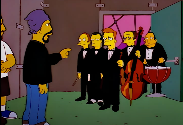 <p>A still from the Simpsons episode ‘Homerpalooza’ </p>