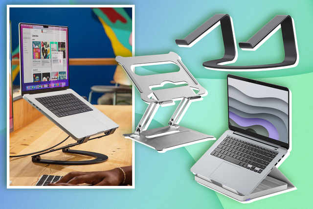 <p>Laptop stands are designed to be used with a separate wireless keyboard – trying to type at an angle can cause even more strain on your body</p>