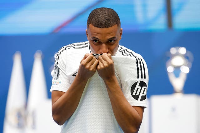 <p>Kylian Mbappe is unveiled as a Real Madrid player</p>