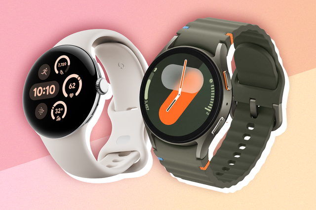 <p>The Pixel Watch (left) is available in two sizes for the first time this year </p>