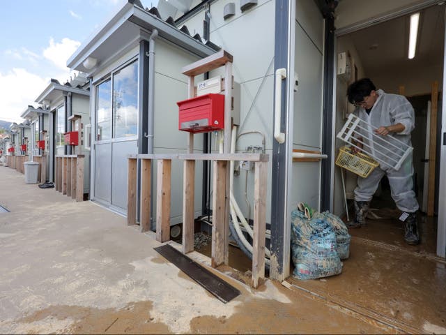 <p>A temporary housing unit made for people who lost their homes after the New Year’s Day earthquake is flooded following torrential rain in Wajima, Japan </p>