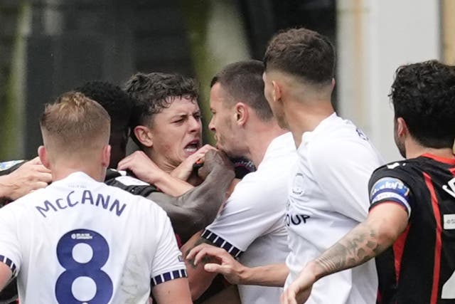 <p>Blackburn Rovers' Owen Beck being confronted by Preston North End's Milutin Osmajic</p>