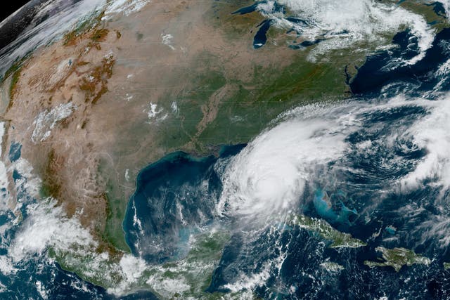 <p>A satellite image shows Hurricane Milton progressing before its expected landfall in Florida, in the Gulf of Mexico October 9, 2024</p>