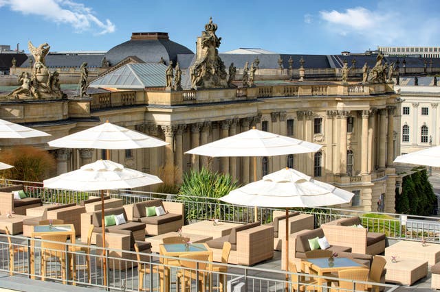 The roof terrace at the Hotel de Rome