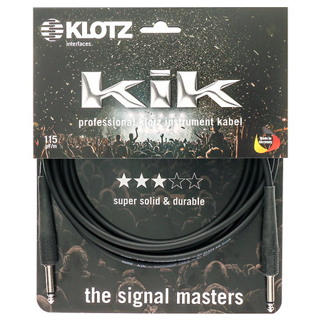 Câble KIK Jack TS mâle/mâle capuchons noirs,3m Klotz