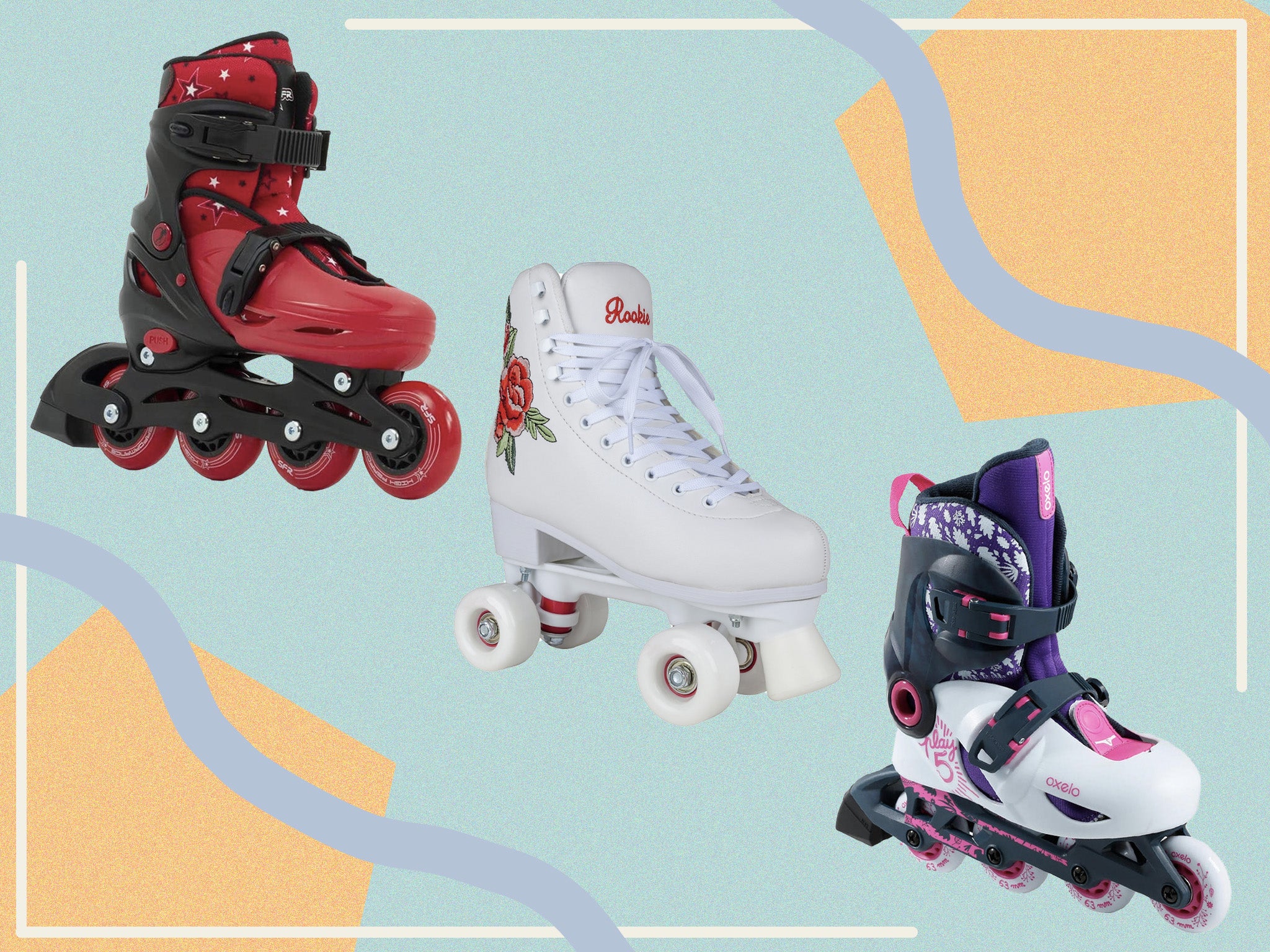 Choose from adjustable inlines, heelys, retro style lace ups and Velcro strap options