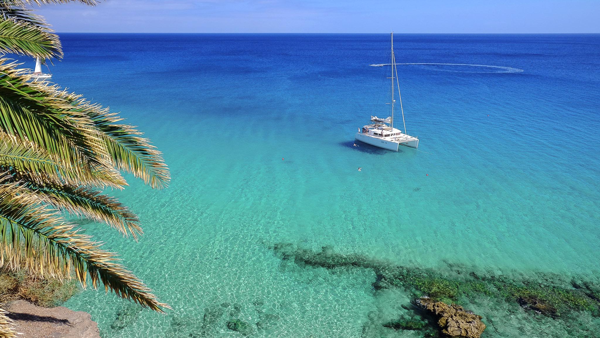 A boat off the coast of Fuerteventura