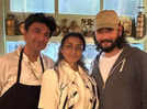 Namrata Shirodkar and Mahesh Babu pose with celebrity chef Vikas Khanna during their New York vacation