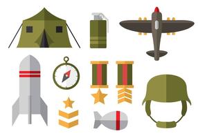 Iconos planos de la Segunda Guerra Mundial gratis vector