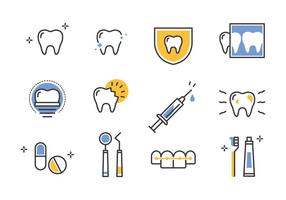 Dentista line icons set vector
