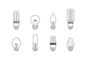 Iconos del bulbo de luz lineal Ampolla vector