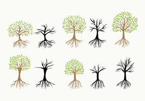 Tree with Roots Vector Icons 