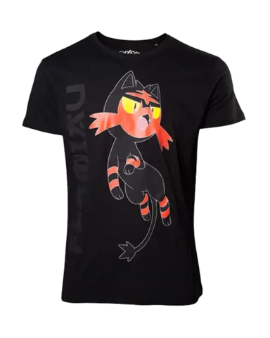 Camiseta negra Sun Moon Litten Pokémon Talla XL