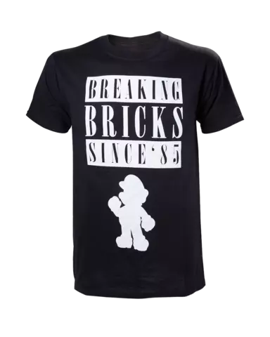 Camiseta Negra Breaking Bricks Super Mario Talla L