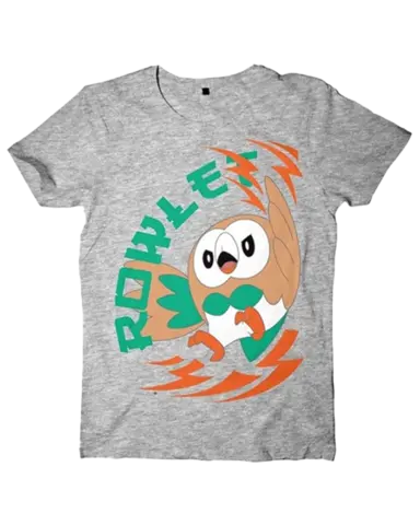 Camiseta gris Sun Moon Rowlet Pokémon Talla S