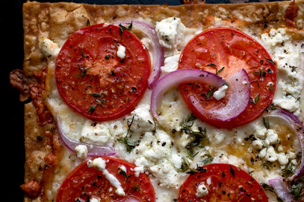 Image for Lavash Pizza With Tomatoes, Mozzarella and Goat Cheese