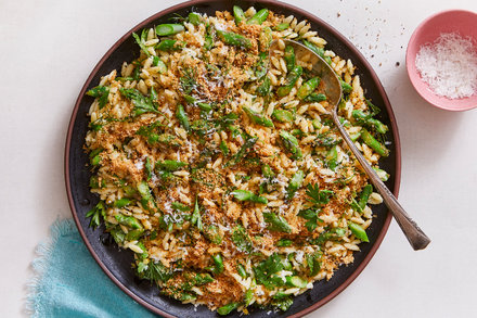 Image for Lemony Orzo With Asparagus and Garlic Bread Crumbs