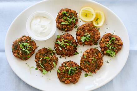 Image for Crispy Bean Cakes With Harissa, Lemon and Herbs