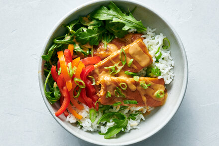 Image for Baked Tofu With Peanut Sauce and Coconut-Lime Rice