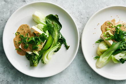 Image for Tofu and Bok Choy With Ginger-Tahini Sauce 