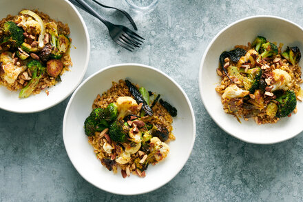 Image for Roasted Broccoli Grain Bowl With Nooch Dressing