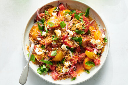 Image for Tomato-Watermelon Salad With Anchovy Bread Crumbs