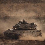 An Israeli tank in a staging area near the Israeli-Lebanon border on Tuesday.