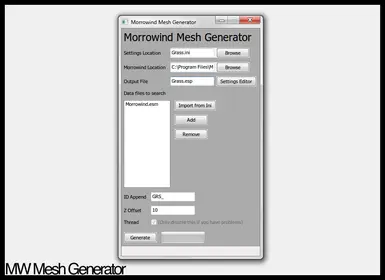 Morrowind Groundcover Generator (aka Mesh Generator)