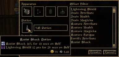 Potion's tooltip allows to inspect its effects