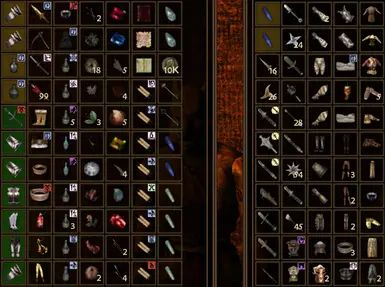 Example barter screen with equipped/bartered icons