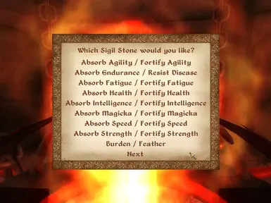 Vanilla Sigil Stones Menu