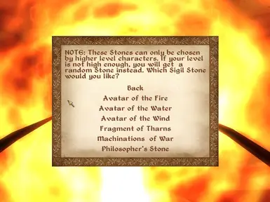 SSEE Legendary Sigil Stones Menu