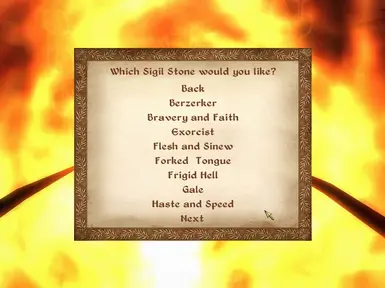 SSEE Mythical Sigil Stones Menu