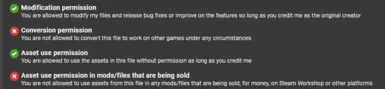 Permissions on the original mod page. 