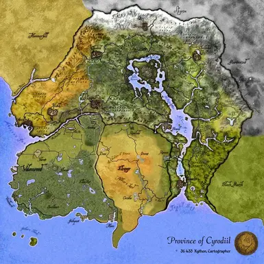 Elven map of Cyrodiil, Valenwood and Elsweyr only.