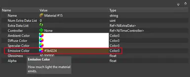 The setting in Nifskope that causes the signs to emit color.