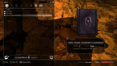 Placed Clannfear NPCs will drop a Spell Tome