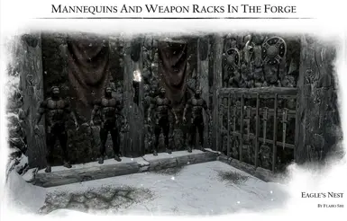 Mannequins and weapon racks in the forge