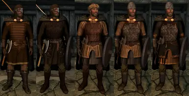 Leather Lamellar (Leather), Nordic Light Brigandine (Studded), Hide Scale Cuirass (Hide), Steel Scale Cuirass (ScaledA), Mail and Steel Scales (ScaledB)