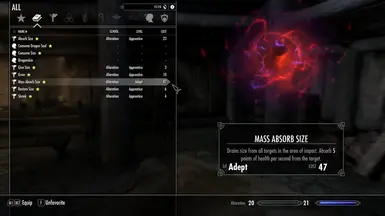 Mass Absorb Size Description