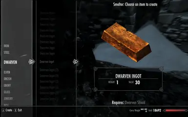 Dwarven Smelting Menu