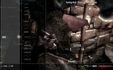 Leather Crafting Menu